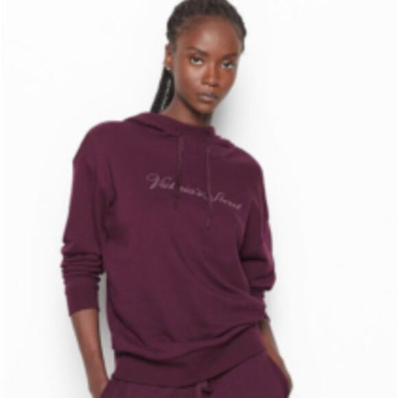 Victoria's Secret Hoodie Purple Pullover Logo Size XL - Picture 2 of 13